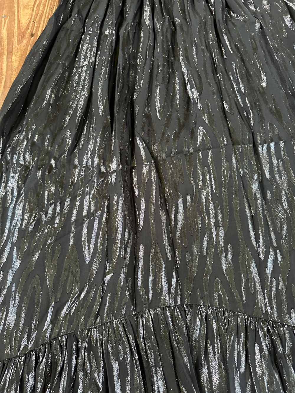NWT Rebecca Taylor Short Sleeve Safari Dress Metallic Silk Black Size 8 - Picture 3 of 14